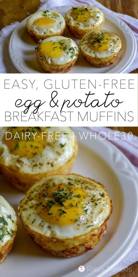 Need an easy, grab-n-go breakfast? These gluten-free Egg & Potato Breakfast Muffins are for you! They're hand-held, grain-free, and Whole30! Egg Potato, Potato Breakfast, Gf Breakfast, Cookies Gluten Free, Gluten Free Potatoes, Vegan Muffins, Dairy Free Breakfasts, Grab And Go Breakfast, Gluten Free Recipes For Breakfast