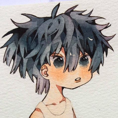 Watercolour Anime Art, Chibi Watercolor, Watercolour Anime, Anime Watercolor, Manga Watercolor, Anime Cupples, Anime Boy Sketch, Japanese Artwork, Watercolor Pictures