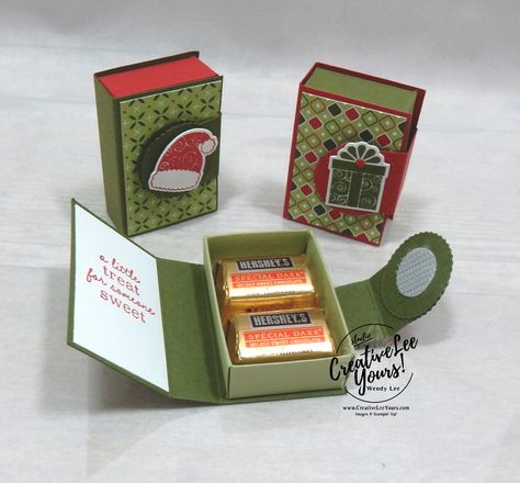 Christmas Treats Holders, Christmas Treats Boxes, Candy Crafts, Candy Holder, Treat Holder, Craft Show Ideas, Stampin Up Christmas, 3d Paper Crafts, Fancy Fold Cards