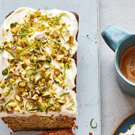 BBC Good Food on Instagram: "Make your next bake seasonal and add in courgettes – you can't taste them, but they do create a light texture in our courgette & lime cake. Recipe linked in our bio. #bbcgoodfood #bbcgoodfoodrecipes #courgetterecipes #seasonal #baking #easybakes #loafcakes" Courgette And Lime Cake, Pistachio Cakes, Pistachio Loaf, Courgette Recipes, Courgette Cake, White Chocolate Buttercream Frosting, Cake Flavours, British Foods, Lazy Cat Kitchen