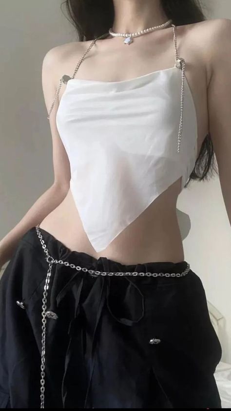 Patchwork Crop Top, Backless Tank Top, Women Y2k, Mode Inspo, Kpop Fashion Outfits, Solid Clothes, Y2k Aesthetic, Cropped Top, Look Fashion