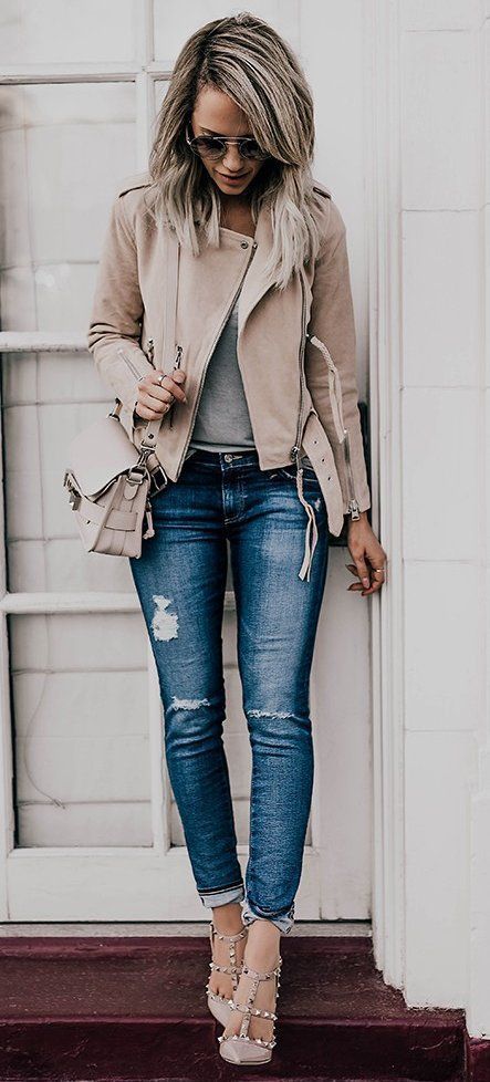 200+ Cute Ripped Jeans Outfits For Winter 2017 Night Fashion, Dress Winter, Outfit Jeans, Mode Casual, Winter Night, Looks Style, Mode Inspiration, Fashion 2017, Outfits Casuales