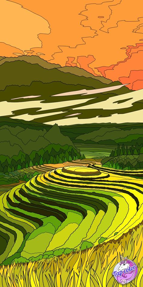 Endless Paper, Drawing Competition, Vietnam Art, Sky Art Painting, Color Drawing Art, Cool Pictures For Wallpaper, Asian Painting, Rice Terraces, Nature Art Painting