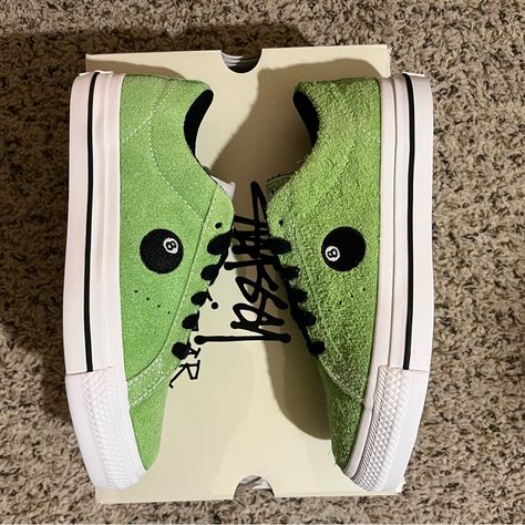 Size: 4 Mens / 5.5 Womens Brand New Comes With Box And Black Laces Only. #Stussy #Shoes #Green #8ball Stussy Shoes, Shoes Green, 8 Ball, One Star, Black Laces, Converse Shoes, Women Brands, Converse, Size 4