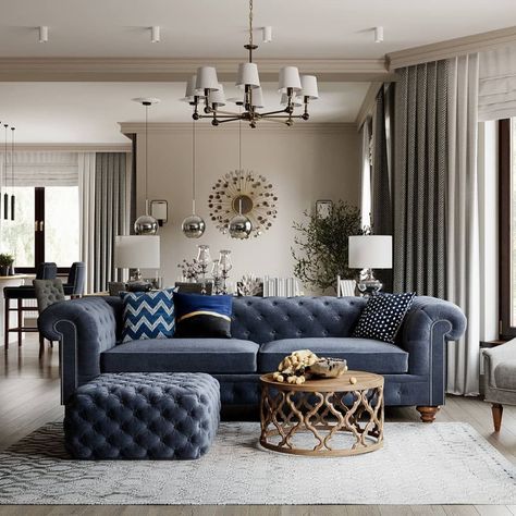 Fall Cozy Home, American Style Interior, Design Hall, Art Deco Living Room, Living Room Trends, Furniture Trends, Home Design Living Room, Spacious Living Room, Sofa Armchair