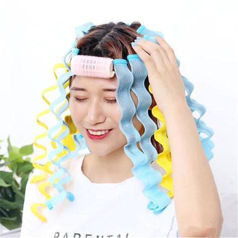 Heatless Hair Rollers, Wave Formers, Diy Hair Curls, Hair Curling Tools, Magic Hair Curlers, Heatless Hair, Curls No Heat, Heatless Hair Curlers, Lazy Hairstyles