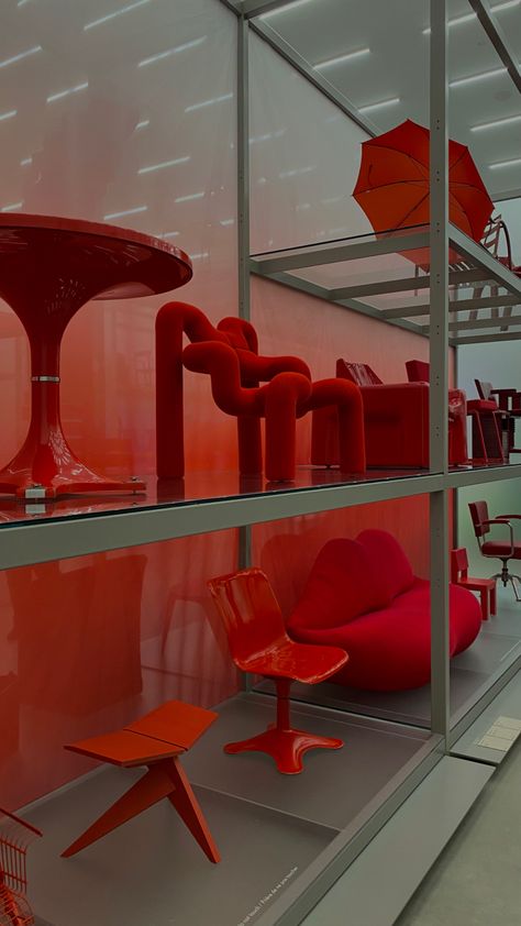 red aesthetic designer chairs red museum furniture Vitra Museum, Study Ideas