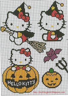 Hello Kitty Halloween cross stitch Halloween Cross Stitch, Stitch Character, Chat Halloween, Hello Kitty Halloween, Halloween Cross Stitches, Stitch Cartoon, Beaded Cross Stitch, Embroidery Patterns Free, Perler Patterns