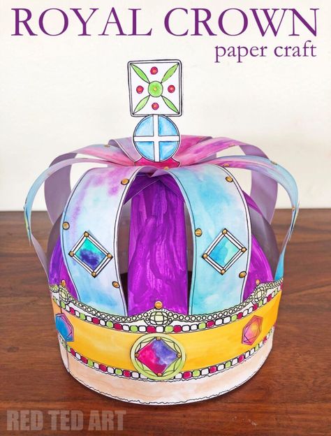 Make a Paper Crown for the Jubilee Hole Punch Crafts, Royal Paper, Crown Printable, Make A Crown, Red Ted Art, Crown Template, Crown For Kids, Paper Crown, Crown Crafts