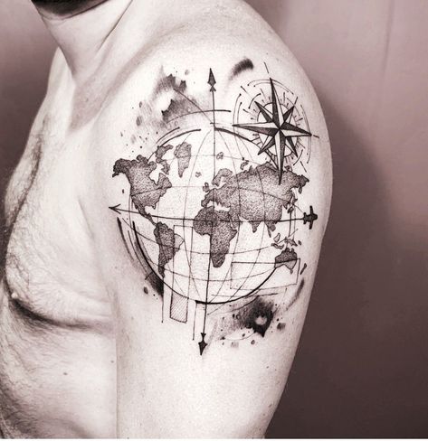 Inside Of Arm Tattoo, Shock Mansion, World Map Tattoos, Globe Tattoos, Atlas Tattoo, Art Inspired Tattoos, Dna Tattoo, Jaguar Tattoo, Ribcage Tattoo