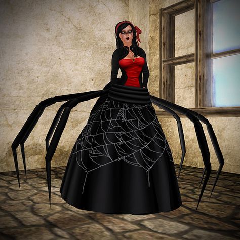 The spider legs are an awesome touch Spider Dress Costume, Spider Legs Costume, Cute Spider Costume Woman, Halloween Spider Outfit, Spider Costume Woman, Diy Black Widow Spider Costume, Spider Dance Costume, Black Widow Spider Costume, Spider Queen Costume