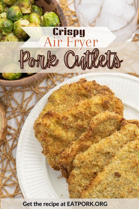 Pork cutlets in the air fryer are remarkably easy to prepare, cook quickly and require minimal ingredients for a delicious and satisfying air fryer recipe. The result? Golden-brown, crispy cutlets that are tender and juicy on the inside. https://www.eatpork.org/air-fryer-pork-cutlets/ Pork Cutlet Recipes, Air Fryer Pork, Pork Cutlet, Air Fryer Recipe, Air Fried Food, Air Fryer Oven Recipes, Single Serving Recipes, Pork Cutlets, How To Cook Pork