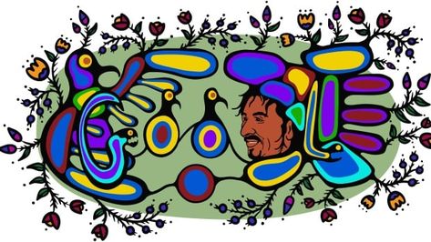 Norval Morrisseau, How To Make Doodle, Google Doodle, Traditional Stories, Indigenous Peoples Day, Woodland Art, Google Doodles, Pop Culture References, Indigenous Art