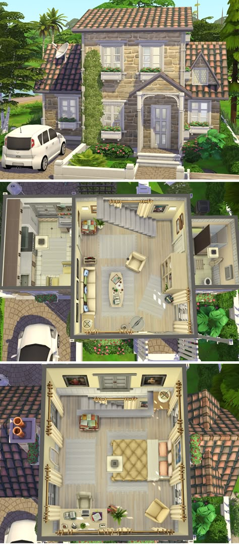 Tiny Sims 4 House Layout, Sims One Person House, Sims 3 Inspiration, Sims 3 Building Ideas, Sims 4 Houses Ideas Layout Mansion, Sims 4 House Plans 4 Bedroom, Simple Sims House, Sims 4 House Ideas Layout, Sims4 Layout