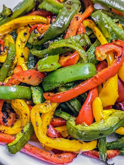 Air Fryer Peppers, Air Fried Green Beans, Green Pepper Recipes, Roasted Capsicum, Salad Wrap, Grilled Peppers, Air Fry Recipes, Savoury Recipes, Air Fryer Healthy