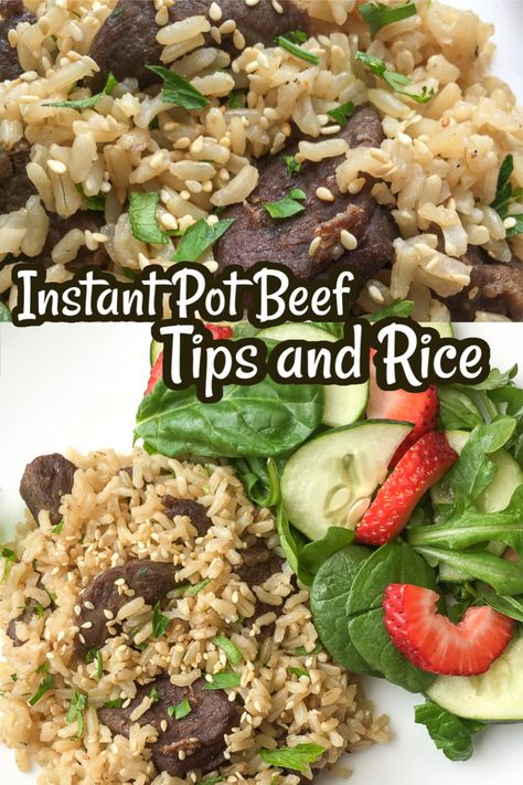 Beef Tips And Rice Recipe, Stew Beef And Rice, Instant Pot Beef Tips, Instant Pot Ribs Recipe, Beef Tips And Rice, Instant Pot Stew, Beef Tip Recipes, Steak And Rice, Stew Beef