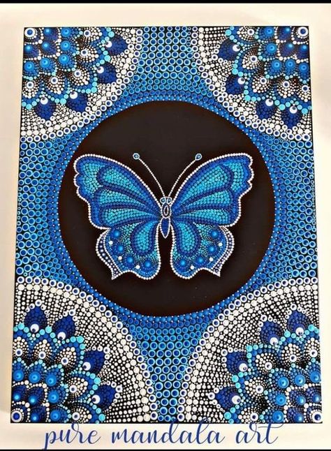 Butterfly Dot Art Painting, Butterfly Dot Painting, Dot Art Butterfly, Butterfly Mandala Design, Butterfly Mandala, Butterfly Art Painting, Art Assignments, Mandala Canvas, Stone Art Painting