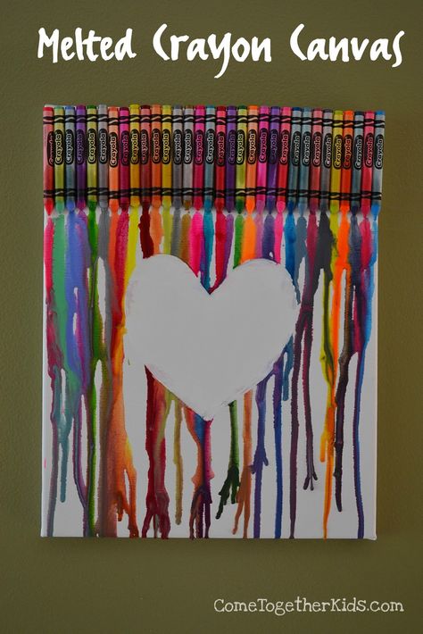 Come Together Kids: Melted Crayon Canvas Melted Crayon Canvas, Crayon Canvas, Adaptive Art, Melted Crayons, Crayon Crafts, Summer Fest, Ge Bort, Crayon Art Melted, Boy Stuff