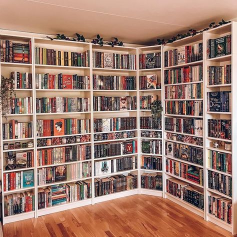 Shelf Full Of Books, Wall Book Shelf Ideas, Bookish Bedroom, Library Hall, Dream Home Library, Anime Bedroom Ideas, Home Library Rooms, Bookshelf Inspiration, Bookshelves In Bedroom