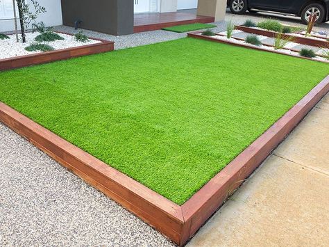 Artificial grass in NJ is a fantastic option for those who want to improve the aesthetic of their driveway. Front Yard Landscape Design, Grass Driveway, Grass Installation, Front Yard Landscape, Turf Installation, Plastic Grass, Artificial Grass Installation, Yard Landscape, Artificial Lawn