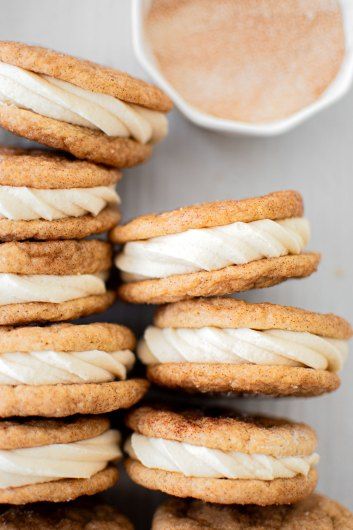 Soft Baked Snickerdoodle Sandwich Cookies | Mimi Bakes Photos Snickerdoodle Cookie Sandwich, Snickerdoodle Sandwich Cookies, Chocolate Ganache Frosting Recipe, Ganache Recipe Frosting, Sandwich Cookies Filling, Eggless Cookie Recipes, Cookie Sandwich Recipes, Quick Cookies Recipes, Soft Baked Cookies