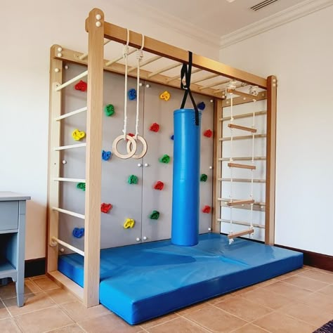 Sensory Kids Room, Indoor Jungle Gym, Indoor Playroom, Muscular Development, Playground Set, Kids Gym, Rope Ladder, Basement Playroom, Jungle Gym