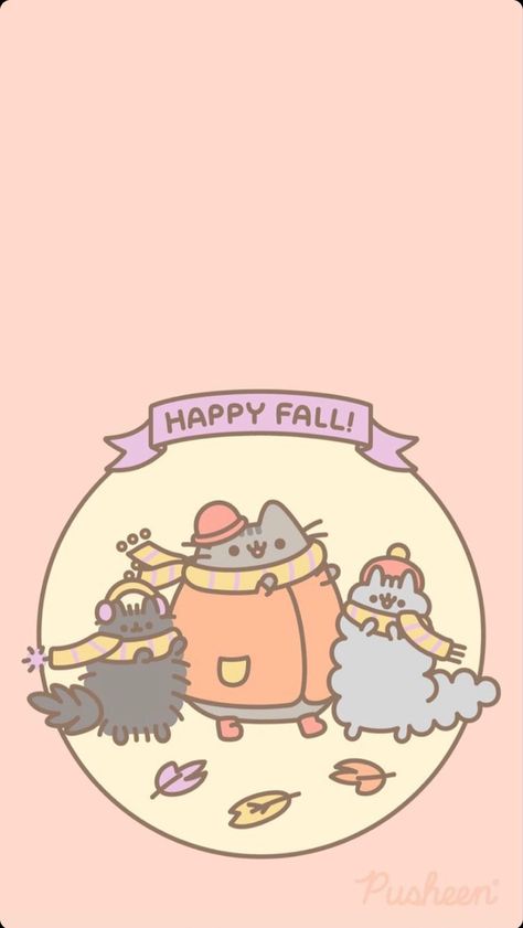 Pusheen Fall Wallpaper, Desktop Wallpaper Fall, Pusheen Cute, Charlie Brown Halloween, Halloween Wallpaper Cute, Thanksgiving Wallpaper, Cute Fall Wallpaper, Pusheen Cat, Iphone Wallpaper Fall