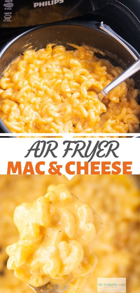 Air Fryer Baked Mac And Cheese, Dry Mac And Cheese, Air Fryer Mac And Cheese Recipes, Mac And Cheese Air Fryer Recipes, Air Fry Mac And Cheese, Mac And Cheese In Air Fryer, Mac And Cheese Recipe Air Fryer, Mac N Cheese Air Fryer, Air Fryer Dorm Recipes