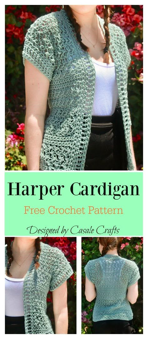 Harper Cardigan Free Crochet Pattern Crochet Vest Outfit, Sweater Clothing, Crochet Jackets, Sweater Pattern Free, Crochet Cardigan Free, Crochet Jacket Pattern, Crochet Shrug Pattern, Black Crochet Dress, Crochet Sweater Pattern