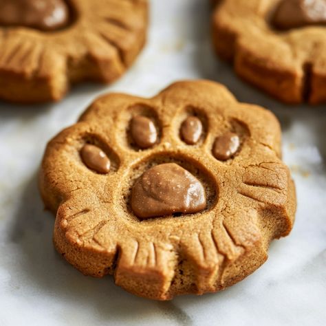 Peanut Butter Paw Print Cookies Paw Print Cookies, Small Spoon, Dough Balls, Cookie Scoop, Candy Melts, Creamy Peanut Butter, Baking Sheet, Granulated Sugar, Unsalted Butter