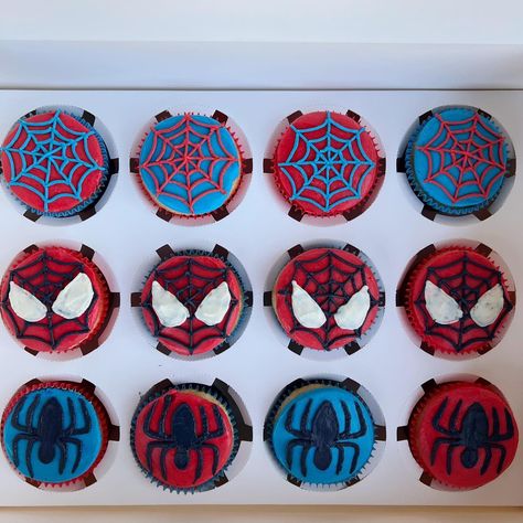 Spider Verse Cupcakes, Spiderman Themed Cupcakes, Spidey And His Amazing Friends Birthday Cupcakes, Spidey And Friends Cupcakes, Spidey And His Amazing Friends Cupcakes, Spider Man Cupcakes Ideas, Spiderman Cupcakes Ideas, Spider-man Cupcakes, Marvel Cakes