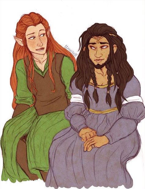 Tauriel talking to Dís after the BOTFA Kili Tauriel, Kili And Tauriel, I See Fire, Hobbit Art, Tolkien Books, Misty Mountains, Lotr Art, Hobbit Hole, Tauriel