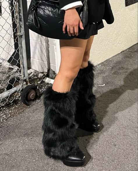 Grunge Closet, Rave Boots, Black Fur Boots, 2000s Girls, Fuzzy Boots, Cute Shoes Heels, Black Goth, Hero Costumes, Stockholm Fashion