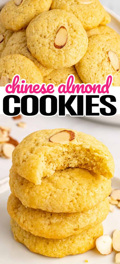 Chinese Dessert Recipes, Almond Flour Recipes Cookies, Chinese Almond Cookies, Almond Desserts, Almond Meal Cookies, Almond Butter Cookies, Almond Flour Cookies, Baking With Almond Flour, Chinese Dessert