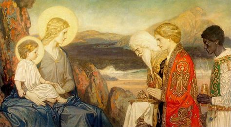 John Duncan "Adoration of the Magi" 1915 | John McKirdy Dunc… | Flickr Celtic Revival, Three Magi, John Duncan, Adoration Of The Magi, Dundee Scotland, Everett Millais, Roi Mage, John Everett Millais, Three Wise Men