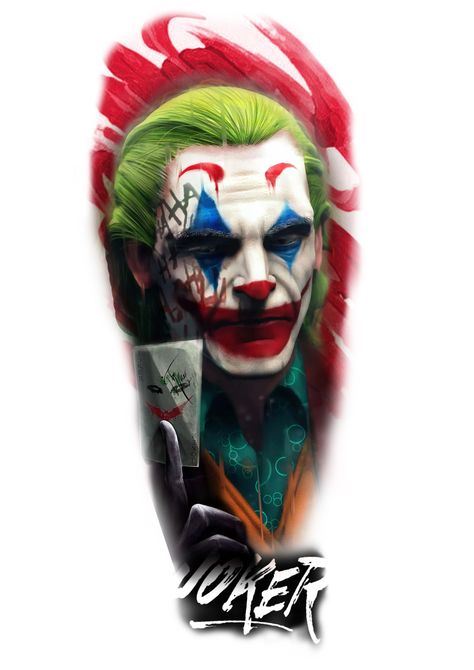 Joker Tattoo Colored, Joker Face Tattoo Design, Joker Tattoo Design Colored, Colored Tattoo For Men, Joker Tattoo Drawing, Joker Art Tattoo, Joker Tattoo Sketch, Tato Joker, Joker Face Tattoo