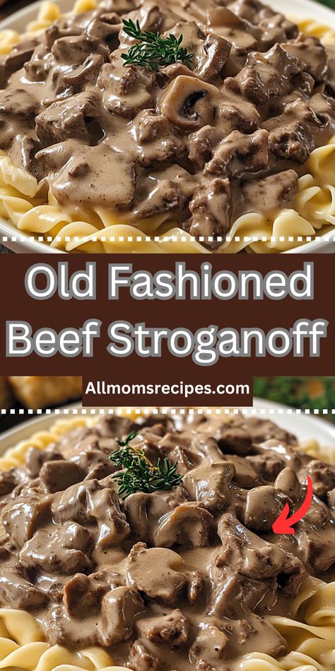 This Old-Fashioned Beef Stroganoff Recipe is the ultimate comfort food! 🥩🍄 Creamy mushroom sauce, tender beef tenderloin, and buttery egg noodles make this a quick and easy dinner. Perfect for weeknights! #BeefStroganoff #ComfortFood #ClassicRecipes Beef Stroganoff Recipe, Creamy Mushroom Sauce, Stroganoff Recipe, Creamy Mushroom, Beef Tenderloin, Mushroom Sauce, Sauteed Mushrooms, Tender Beef, Beef Stroganoff