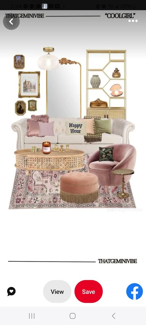 Light Pink Living Room, Girly Living Room, Bedroom Collage, Nyc Rooms, Boston Apartment, Bedroom Layout, Eclectic Boho, Studio Apt, College Apartment Decor