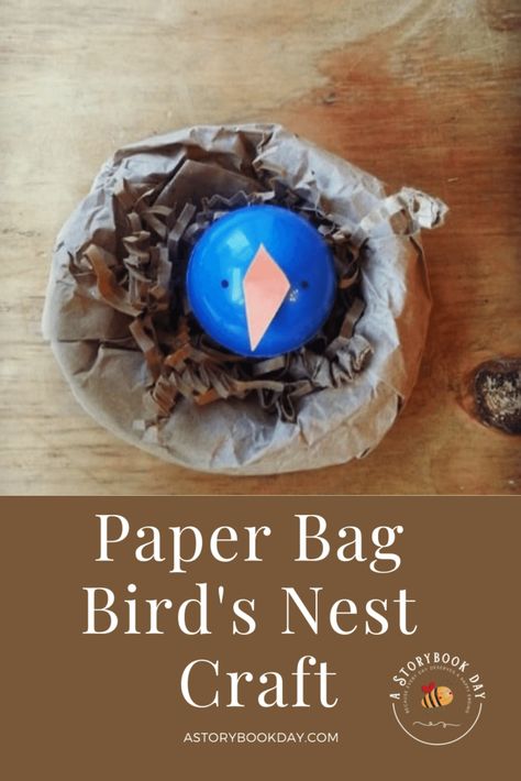 Paper Nest Craft, Paper Bag Bird Nest, Nest Craft Preschool, Birds Preschool, Bird Crafts Preschool, Nest Craft, Craft For Spring, Bird Nest Craft, How To Make A Paper Bag