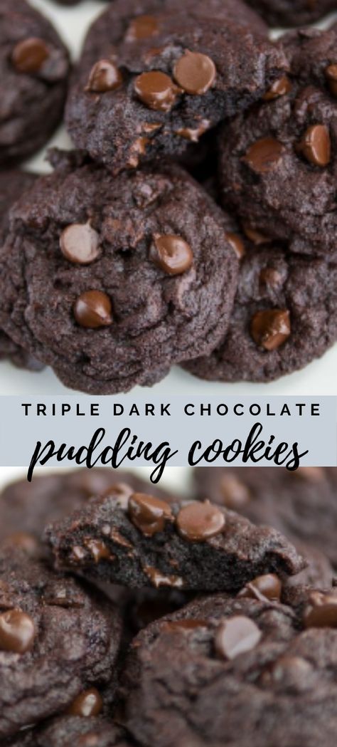 Dark Chocolate Pudding, Chocolate Pudding Cookies, Crazy For Crust, Dark Chocolate Cookies, Pudding Cookies, Crinkle Cookies, Köstliche Desserts, Chocolate Pudding, Cookie Desserts