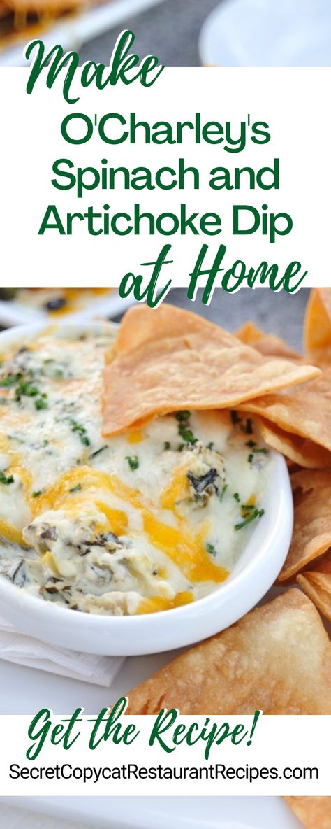 O'Charley's Spinach and Artichoke Dip Recipe - Secret Copycat Restaurant Recipes O'charleys Copycat Recipes, Spinach And Artichoke Dip, Vegetarian Alfredo, Baked Artichoke, Hot Crab Dip, Spinach Dip Recipe, Artichoke Dip Recipe, Homemade Alfredo Sauce, Spinach Artichoke Dip