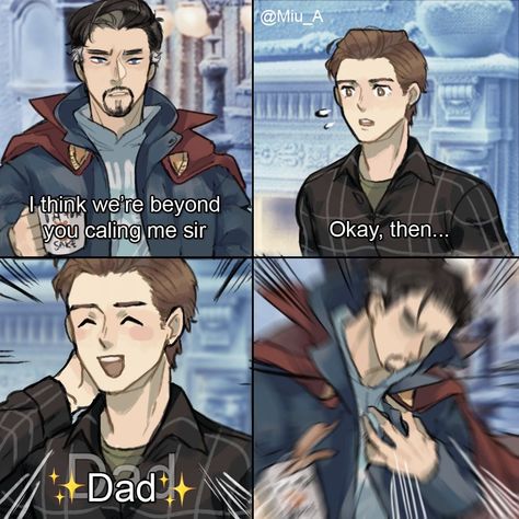 CREDIT : akira_you (TWITTER) Comic Fanart, Marvel Pics, Spiderman No Way Home, Film Marvel, Marvel Headcanon, Stephen Strange, Avengers Comics, Marvel Fan Art, Marvel Avengers Funny