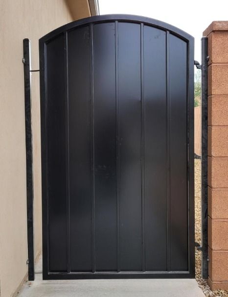 Side Yard Gates | St. George, UT - Steel Creations, LLC Side Gate Ideas Backyards Entrance, Side Gates Metal, Side Gate Ideas, Metal Side Gate, Yard Gates, Side Yard Gate, Side Gate, Yard Gate, House Gate