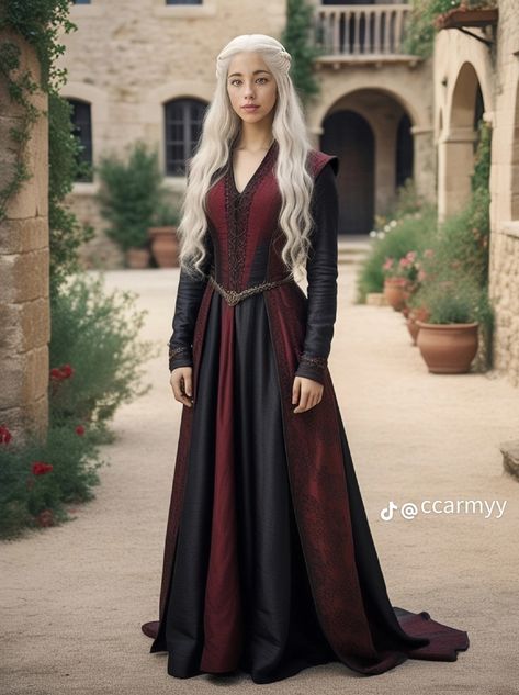 Medieval Pregnancy Dress, House Targaryen Outfit, House Of The Dragon Inspired Outfits, Targaryen Inspired Dress, Targaryen Outfit Dresses, House Of The Dragon Dresses, Velaryon Dress, Rhaenyra Targaryen Outfit, House Of The Dragon Dress