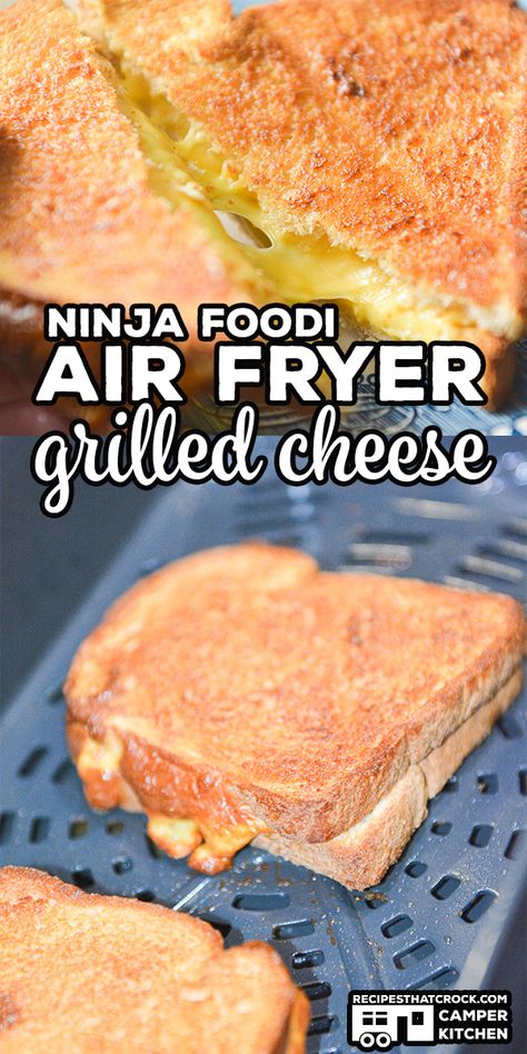 This recipe for Air Fryer Grilled Cheese is a super easy Ninja Foodi or traditional Air Fryer recipe that makes a perfectly toasted outside and melted cheesy inside. Low carb options too! via @recipescrock Ninja Foodi Grill Air Fryer Recipes, Airfryer Grilled Cheese, Air Fry Grilled Cheese Sandwich, Air Fryer Toasted Cheese Sandwich, Ninja Foodi Grill Recipes, Oregon Recipes, Air Fryer Grilled Cheese Sandwich, Air Fryer Recipes Grilled Cheese, Food Air Fryer