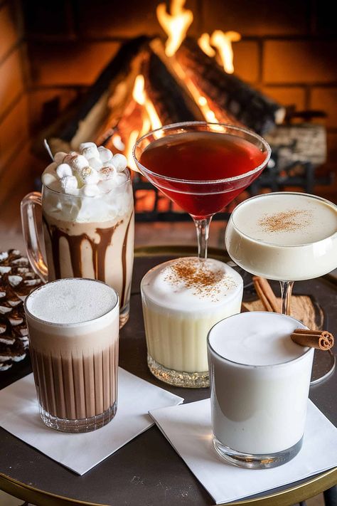 Warm up your winter evenings with this collection of cozy cocktails! From the classic Irish Coffee to the sweet Brandy Alexander, these drinks are perfect for chilly nights. Discover rich flavors like mocha almond cherry and spiked hot chocolate. Whether you're in the mood for a creamy treat or a spicy martini, find your new favorite winter cocktail here. 🍸☕️ #WinterCocktails #CozyDrinks #CocktailHour Chocolate Milk Cocktail, Highland Snowball Drink, Hot Coffee Cocktail Recipes, Christmas Hot Cocktails, Cozy Christmas Cocktails, Hot Winter Drinks Non Alcoholic, Hot Boozy Drinks, Italian Cocktails Winter, Winter Party Cocktails