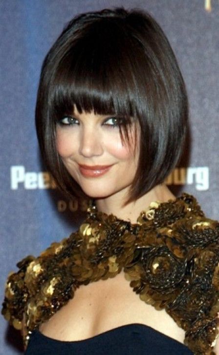 Katie Holmes Hair, Celebrity Hair Inspiration, Full Bangs, Celebrity Hair, Pin Up Hair, Bob Hairstyles For Fine Hair, Katie Holmes, Skincare Makeup, Bob Haircuts