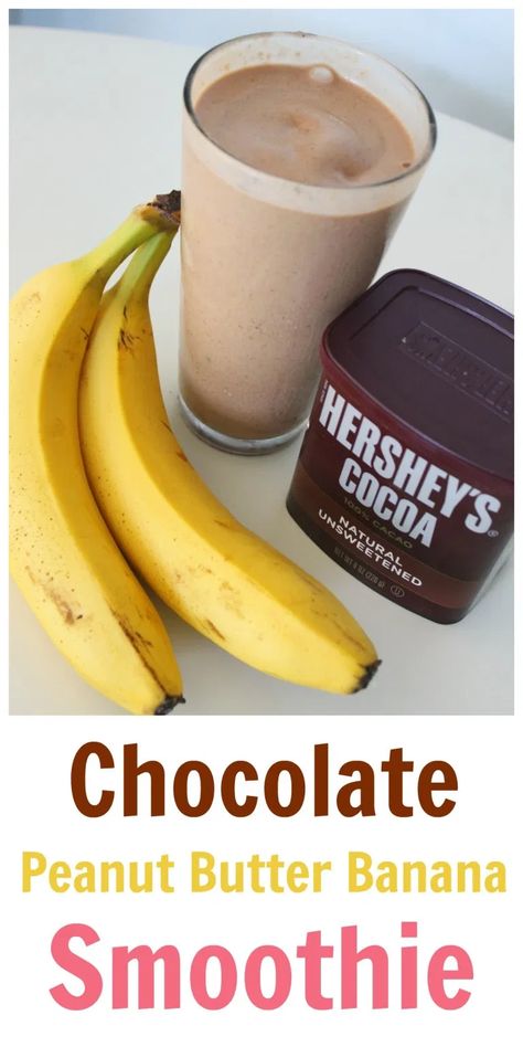 Smoothies With Bananas Healthy, Smoothie With Banana And Peanut Butter, Low Calorie Pb2 Smoothie, Easy Chocolate Banana Smoothie, Peanut Butter Banana Smoothie Healthy, Chocolate Smoothie Recipes Healthy, Banana Smoothie Recipe Easy, Magic Bullet Smoothie Recipes, Easy Shake Recipes