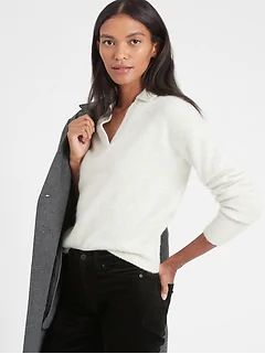 Women's Petite Sweaters | Banana Republic Sweater Polo, Petite Sweaters, Johnny Collar, High Rise Style, Stitch Fix Stylist, Wool Blend Sweater, Petite Size, Banana Republic, Mid Rise