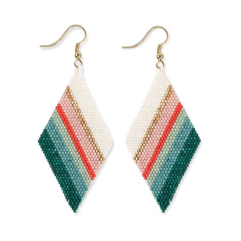 PRICES MAY VARY. Embrace Bohemian Flair with INK+ALLOY's Frida Luxe Diamond Drop Earrings - These 3.25-inch statement earrings are a captivating fusion of modern and boho styles, meticulously handcrafted with intricate beadwork in a luxurious mix of ivory, shades of pink, and teal poppy hues, creating a playful and trendy design that exudes elegance and festive charm. Modern Preppy Twist for the Trendsetting Bohemian - Elevate your ears with a chic statement piece that seamlessly blends modern p Hanger Earrings, Preppy Earrings, Modern Preppy, Large Statement Earrings, Alloy Earrings, Green Beads, Statement Drop Earrings, Beaded Drop Earrings, Seed Bead Earrings